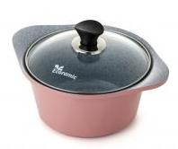 Кастрюля 2,5 л. Ecoramic (Экологичный) 20 см (розовая) с каменным антипригарным покрытием с крышкой от компании "Кореал - Настоящая Корея"