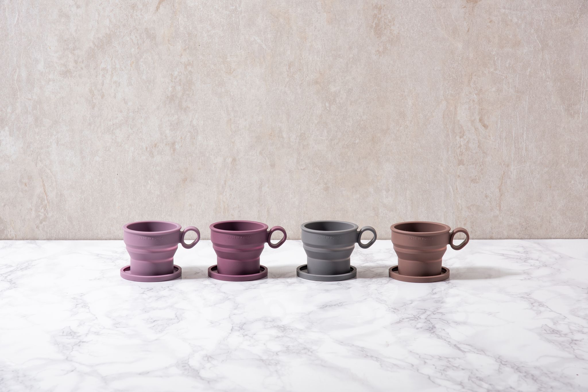 Силиконовая складная кружка с ручкой KF Pastel (КФ Пастель) от компании "Кореал - Настоящая Корея"