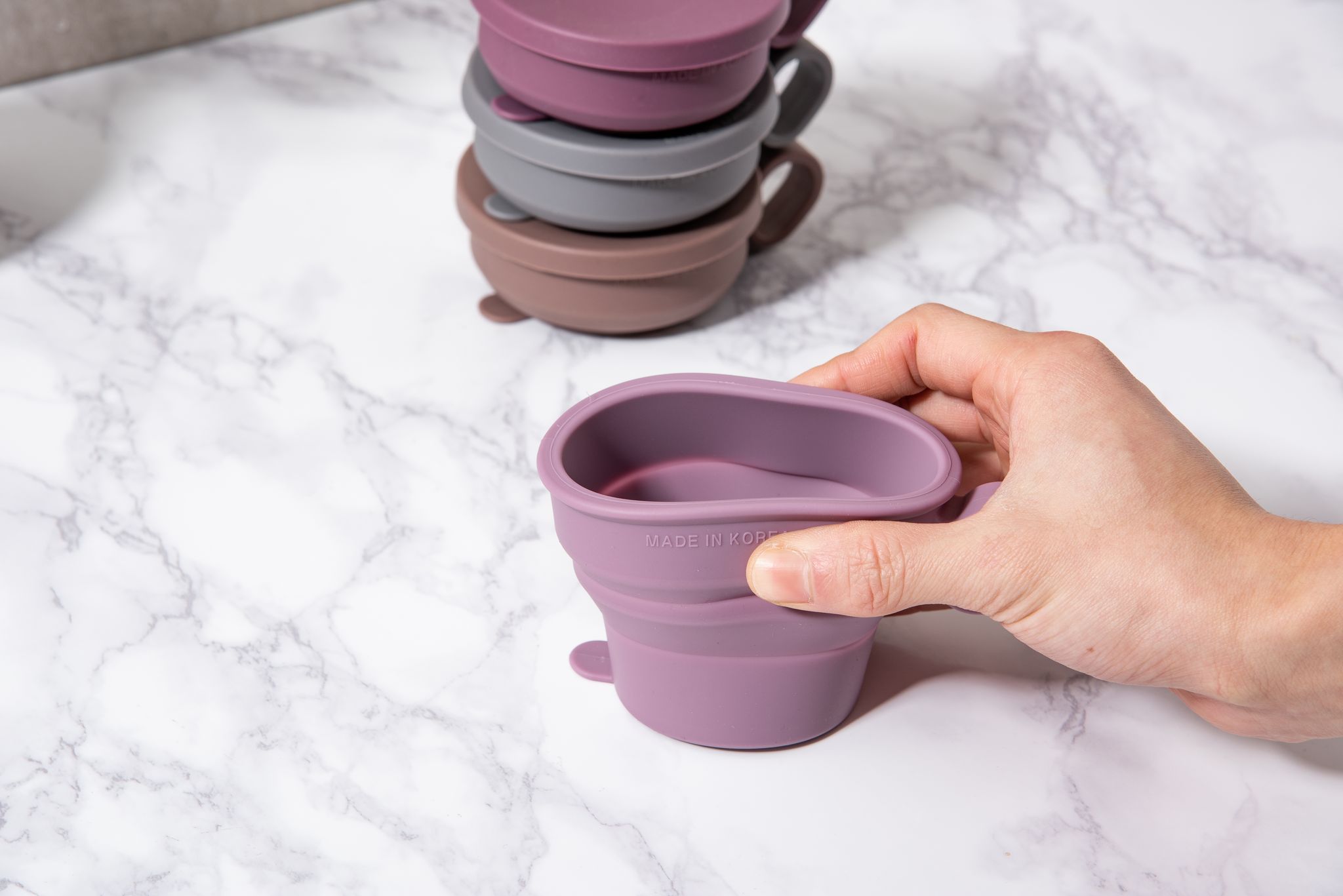 Силиконовая складная кружка с ручкой KF Pastel (КФ Пастель) от компании "Кореал - Настоящая Корея"