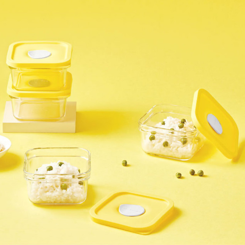 Стеклянный контейнер Glasslock (Стеклянный замок) 440 мл. (жёлтый) от компании "Кореал - Настоящая Корея"