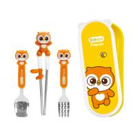 Набор детских столовых приборов 4 предмета "ДРУЗЬЯ СОВЯТА" от компании "Кореал - Настоящая Корея"