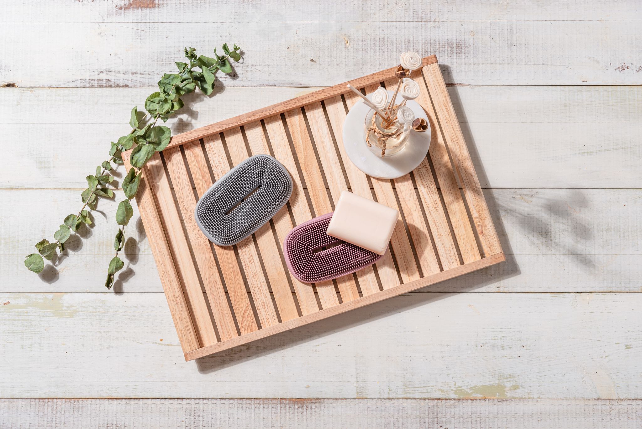 Силиконовая мыльница с щеткой KF Pastel (КФ Пастель) от компании "Кореал - Настоящая Корея"