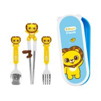 Набор детских столовых приборов 4 предмета "ДРУЗЬЯ ЛЬВЯТА" от компании "Кореал - Настоящая Корея"