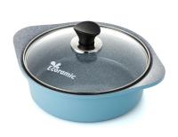 Кастрюля 2,2 л. Ecoramic (Экологичный) 22 см (голубая) с каменным антипригарным покрытием с крышкой от компании "Кореал - Настоящая Корея"