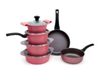 Набор посуды Ecoramic (Экологичный) с каменным покрытием (розовый) 12 предметов от компании "Кореал - Настоящая Корея"