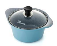 Кастрюля 2,5 л. Ecoramic (Экологичный) 20 см (голубая)  с каменным антипригарным покрытием с крышкой от компании "Кореал - Настоящая Корея"