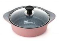 Кастрюля 2,2 л. Ecoramic (Экологичный) 22 см (розовая) с каменным антипригарным покрытием с крышкой от компании "Кореал - Настоящая Корея"