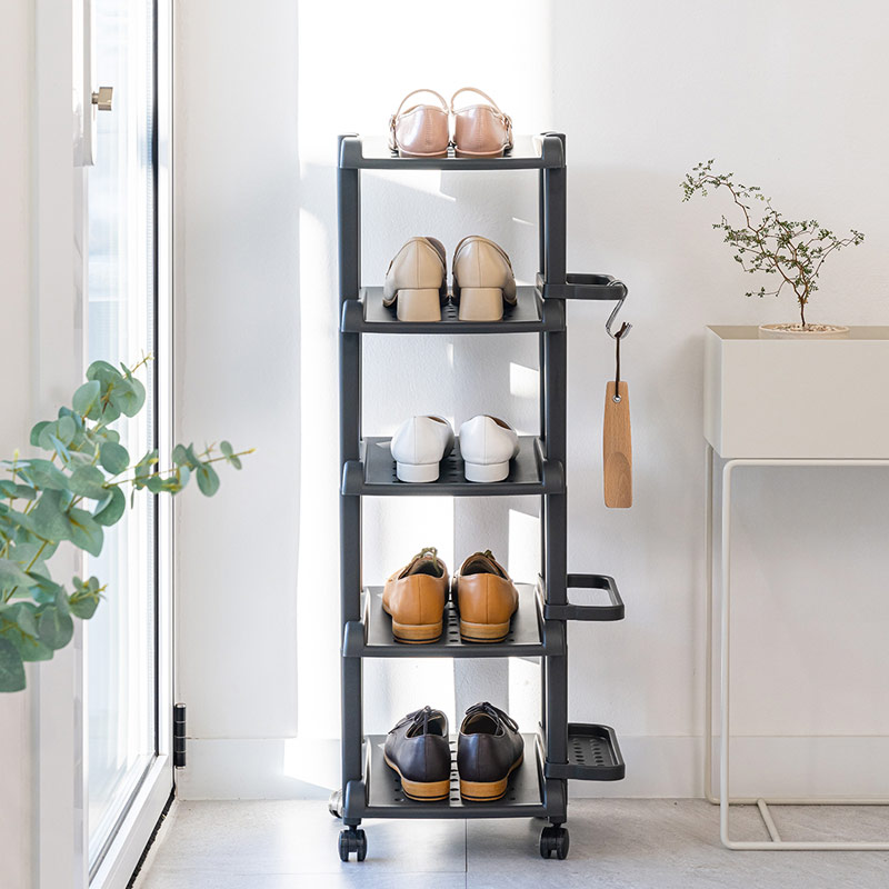 Обувница в прихожую 5 ступеней (чёрная) узкая от компании "Кореал - Настоящая Корея"