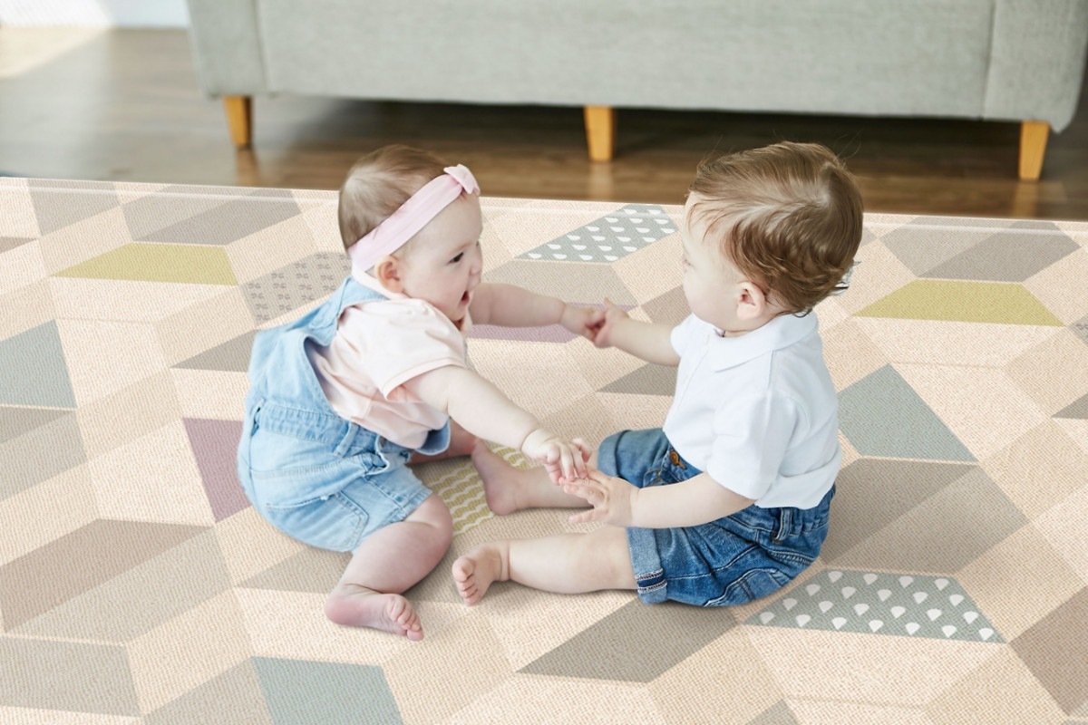 Двухсторонний коврик 190x130x1.2 см, Космос/Зигзаги от компании "Кореал - Настоящая Корея"