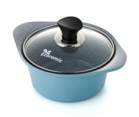 Кастрюля 1 л. Ecoramic (Экологичный) 16 см (голубая) с каменным антипригарным покрытием с крышкой от компании "Кореал - Настоящая Корея"