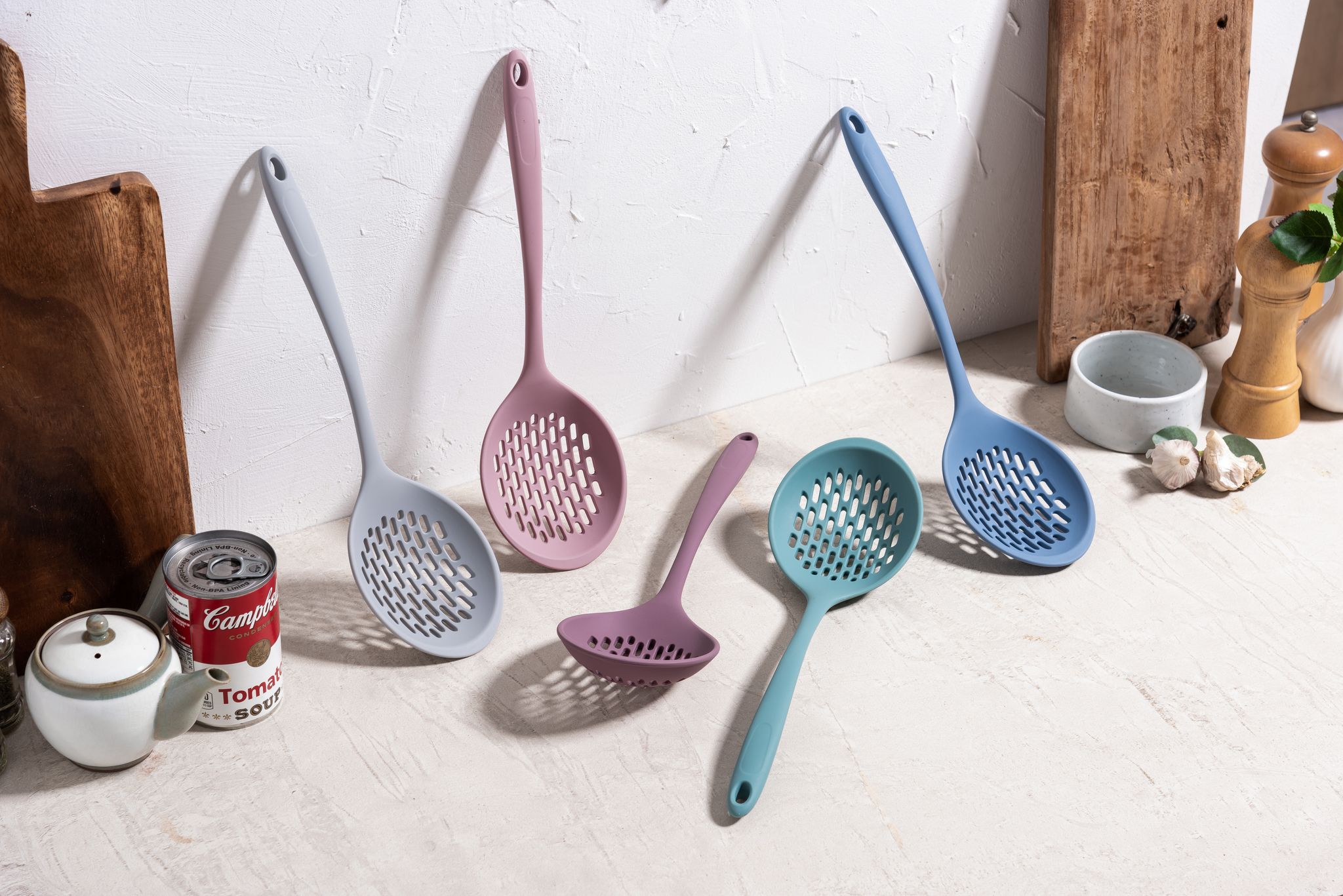 Силиконовая ложка - шумовка KF Pastel (КФ Пастель) от компании "Кореал - Настоящая Корея"