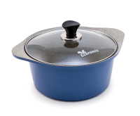 Кастрюля 3,5 л. Ecoramic Titan (Экологичгичный) 24 см (синяя) с каменным антипр. покрытием с крышкой от компании "Кореал - Настоящая Корея"