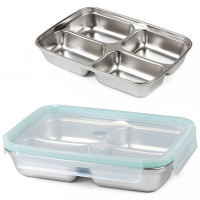 Контейнер из нержавеющей стали CUBE Multi4 (Куб Мульти4) с разделителями 1100 мл. от компании "Кореал - Настоящая Корея"