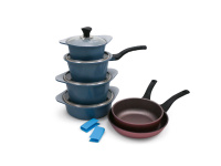 Набор посуды Ecoramic (Экологичный) с каменным покрытием (голубой) 12 предметов от компании "Кореал - Настоящая Корея"